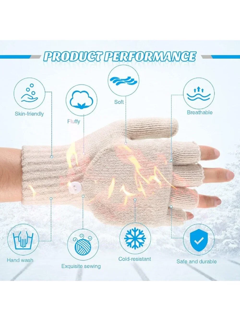 Cozy Winter Fingerless Gloves for Men & Women - Knit Convertible Wool Mittens